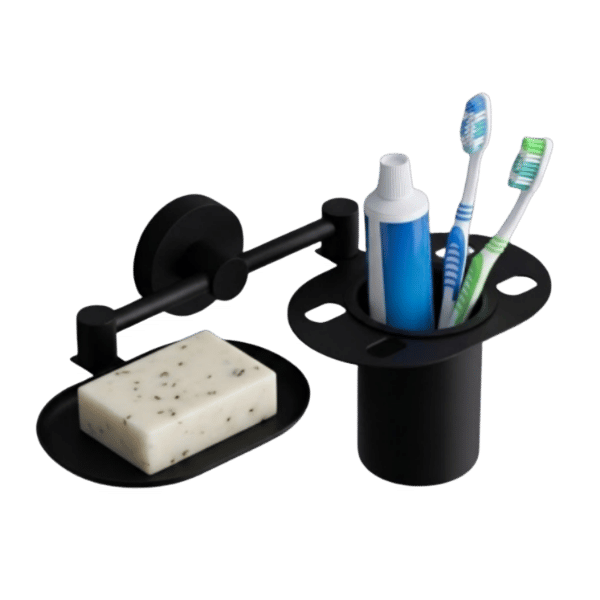 Soap Dish with Tumbler in Matte Black