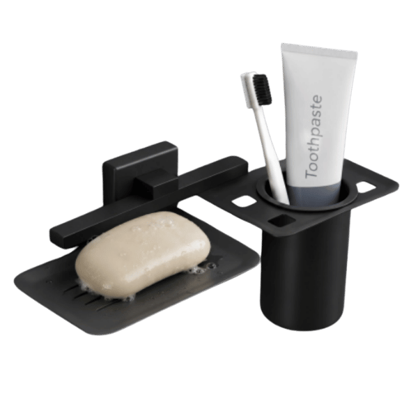 Soap Dish with Tumbler in Matte Black