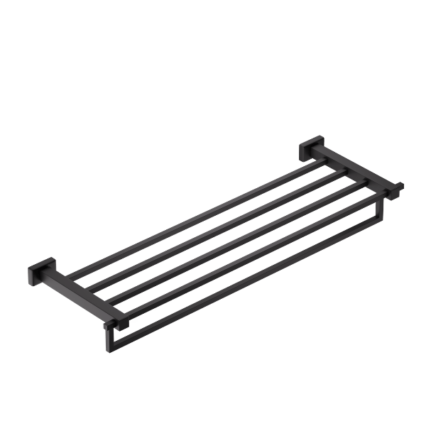 Towel Shelf with Rod in Matte Black